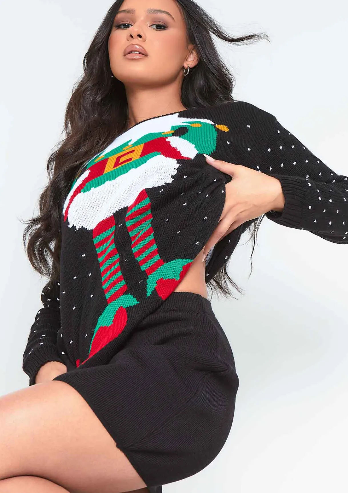 Knitwear*Missy Empire Elf Knitted Christmas Jumper Black