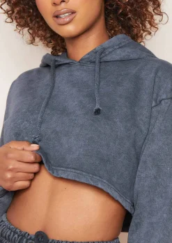 Airport Vibin'|Loungewear*Missy Empire Brianne Charcoal Washed Cropped Hoodie
