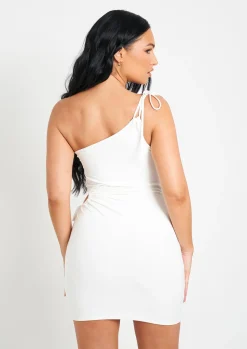 Mini Dresses|Party Dresses*Missy Empire Brielle White Cut Out Tie Detail Mini Dress
