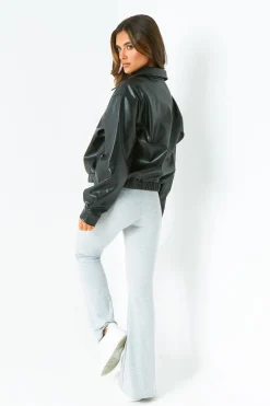 Concert Outfits|Coats & Jackets*Missy Empire Bronte Black Faux Leather Bomber Jacket