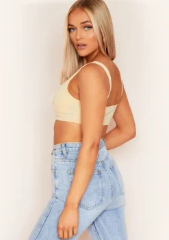 Airport Vibin'|Tops*Missy Empire CariDee Cream Ribbd Cupped Bralet Crop Top