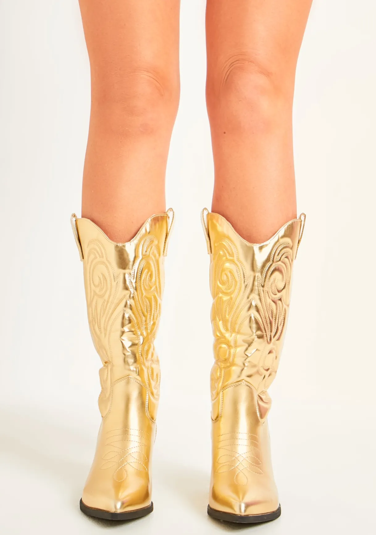 Boots|Rave Outfits*Missy Empire Carmella Cowboy Boots Gold