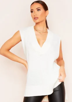 Tops|Knitwear*Missy Empire Cassey Knitted Vest Top White