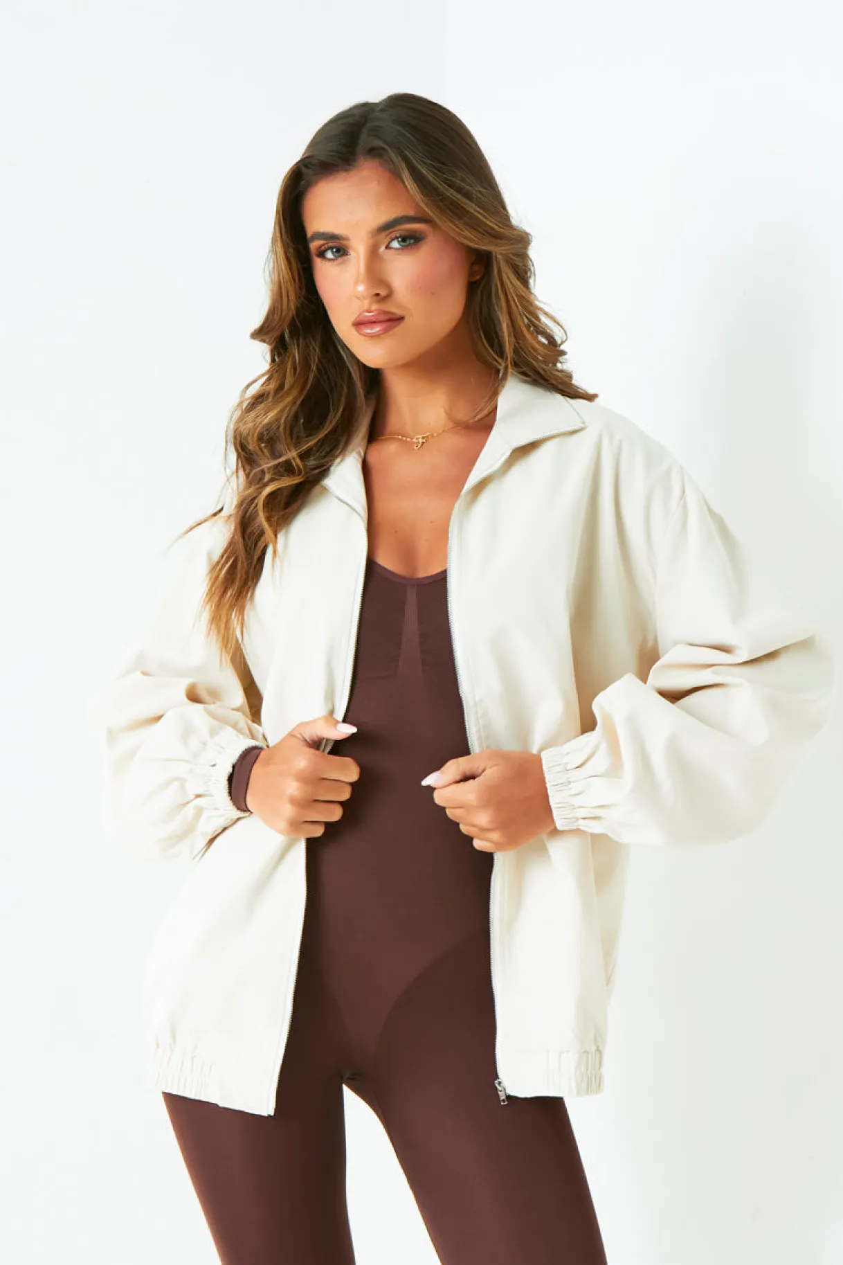 Concert Outfits|Coats & Jackets*Missy Empire Celly Cream Oversized Cotton Bomber Jacket