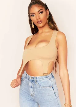 Tops*Missy Empire Chaka Stone D Ring Corset Crop Top