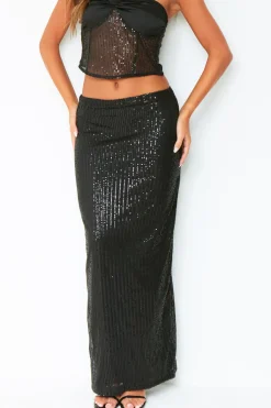 The Party Edit|Skirts*Missy Empire Charlee Black Sequin Maxi Skirt