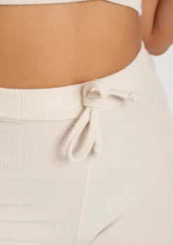 Airport Vibin'|Loungewear*Missy Empire Charli Cream Ribbed Leggings
