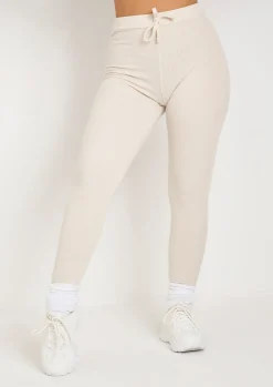 Airport Vibin'|Loungewear*Missy Empire Charli Cream Ribbed Leggings