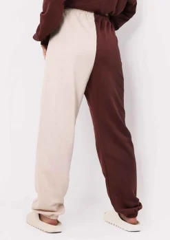 Airport Vibin'|Tracksuits*Missy Empire Cheryl Beige Two Colour Splice Jogger Chocolate