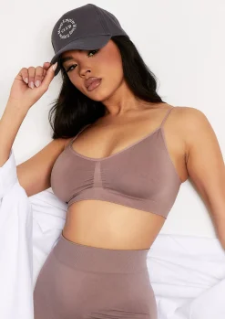 Airport Vibin'|Seamless & Shapewear*Missy Empire Ciara Seamless Shapewear Strappy Bralet Mocha
