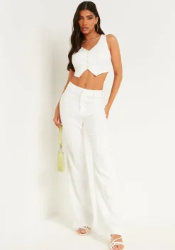 The Party Edit|Tops*Missy Empire Ciara Tailored Crop Waistcoat White