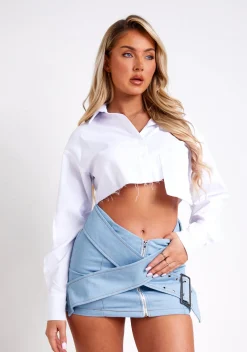 Skirts|Denim*Missy Empire Cloe Mid Wash Pastel Blue Denim Belted Mini Skirt