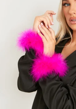 Bracelets|The Party Edit*Missy Empire Connie Feather Snap Cuffs Set Of 2 Pink