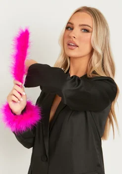 Bracelets|The Party Edit*Missy Empire Connie Feather Snap Cuffs Set Of 2 Pink