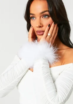 Bracelets|The Party Edit*Missy Empire Connie Feather Snap Cuffs Set Of 2 White