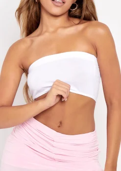 Airport Vibin'|Tops*Missy Empire Dabria White Jersey Bandeau Bralet