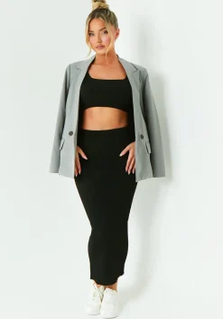 Blazers*Missy Empire Dakota Grey Oversized Tailored Blazer