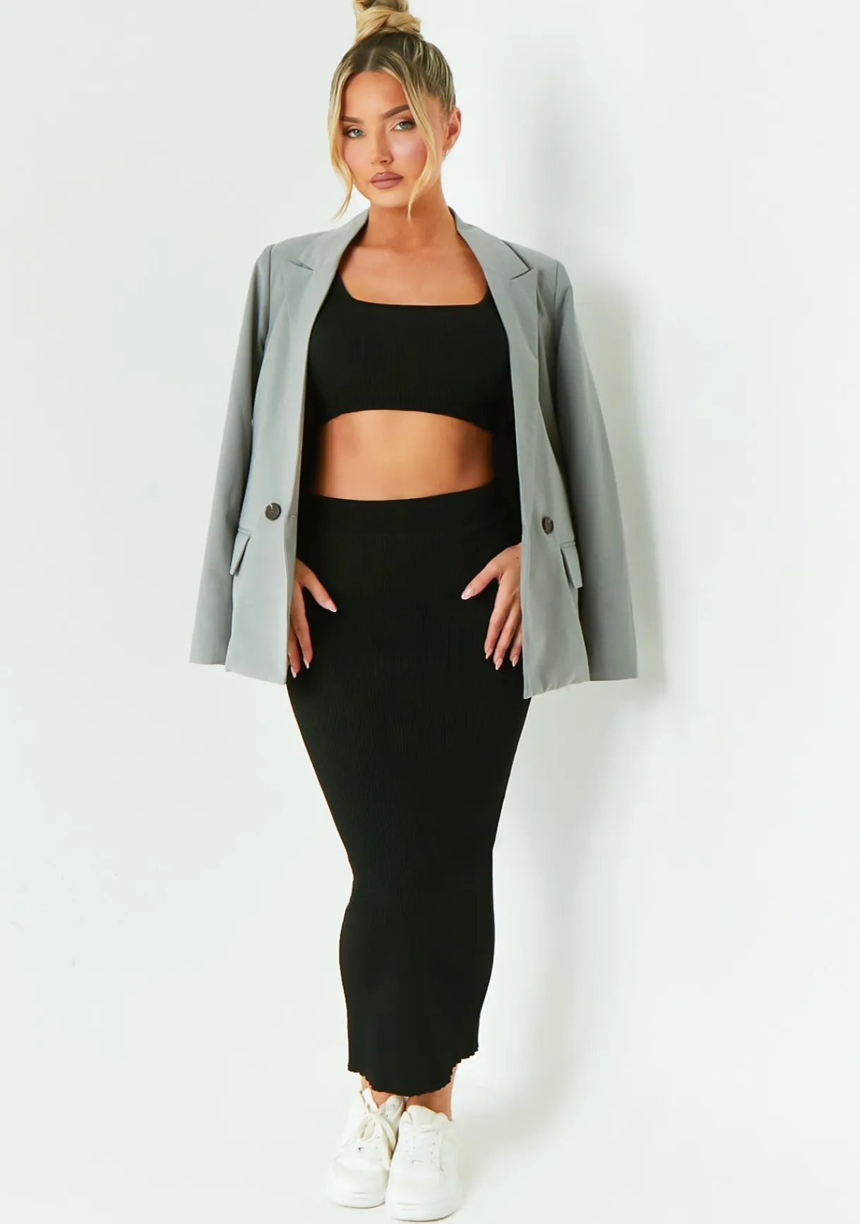 Blazers*Missy Empire Dakota Grey Oversized Tailored Blazer