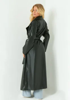 Coats & Jackets*Missy Empire Dani Leather Trench Coat Black