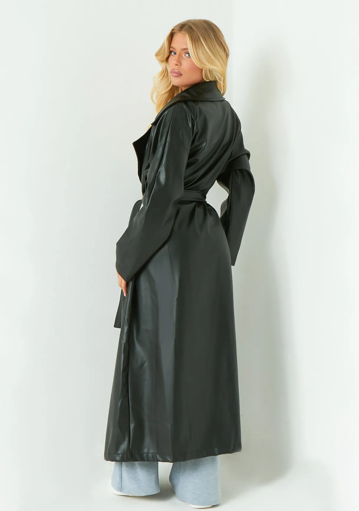 Coats & Jackets*Missy Empire Dani Leather Trench Coat Black