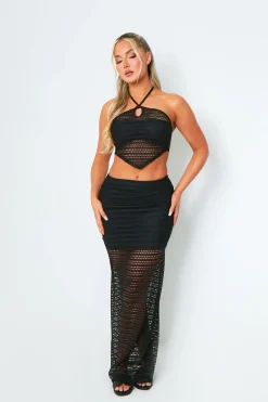 Skirts|Knitwear*Missy Empire Danielle Black Crochet Maxi Skirt