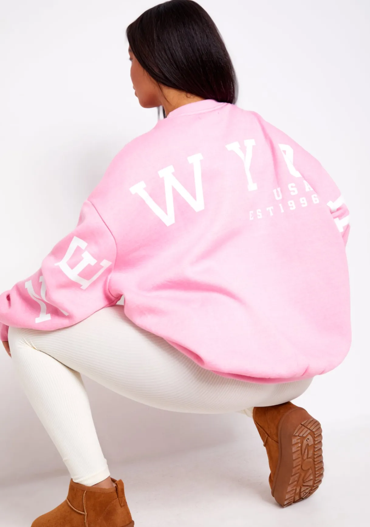 Airport Vibin'|Loungewear*Missy Empire Desiree Pink New York Oversized Sweatshirt