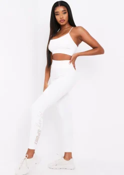 Gym Tops|Activewear*Missy Empire Eleanor Missy Sport Strappy Crop Gym Top Cream