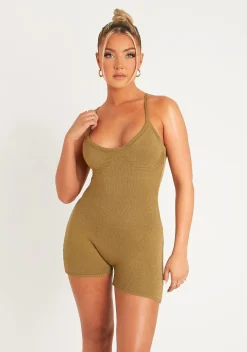 Knitwear|Jumpsuits & Playsuits*Missy Empire Eliana Thick Knitted Unitard Olive