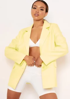 Coats & Jackets|Blazers*Missy Empire Elise Yellow Tailored Oversized Blazer Lemon