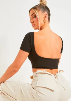 Airport Vibin'|Tops*Missy Empire Elle Premium Sculpt Backless Crop Top Black