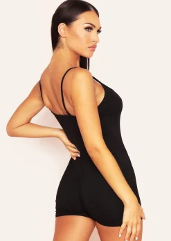 Jumpsuits & Playsuits*Missy Empire Ellen Black Strappy Scoop Neck Unitard