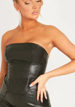Concert Outfits|Tops*Missy Empire Elodie PU Corset Black