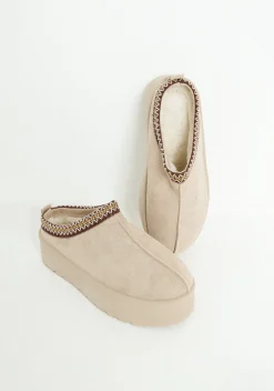 Flats|Boots*Missy Empire Emily Platform Faux Fur Lined Slip On Boots Beige