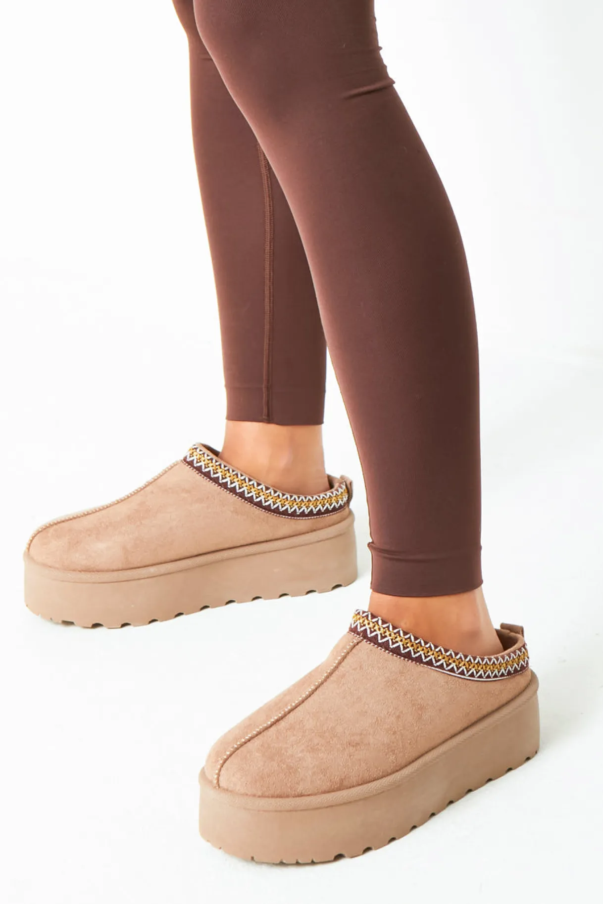 Flats|Boots*Missy Empire Emily Mocha Platform Faux Fur Lined Slip On Boots Brown