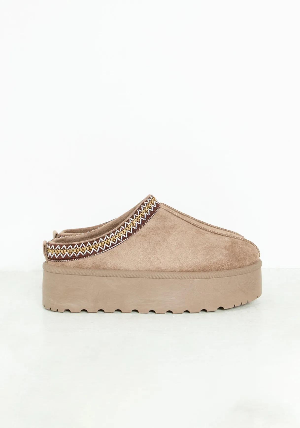 Flats|Boots*Missy Empire Emily Mocha Platform Faux Fur Lined Slip On Boots Brown