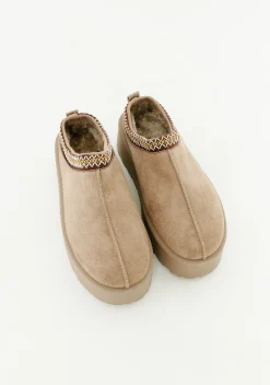 Flats|Boots*Missy Empire Emily Mocha Platform Faux Fur Lined Slip On Boots Brown