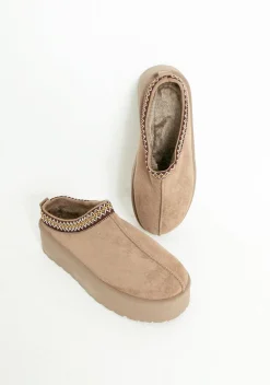 Flats|Boots*Missy Empire Emily Mocha Platform Faux Fur Lined Slip On Boots Brown
