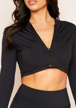 Gym Tops|Activewear*Missy Empire Emma Zipper Gym Jacket Black
