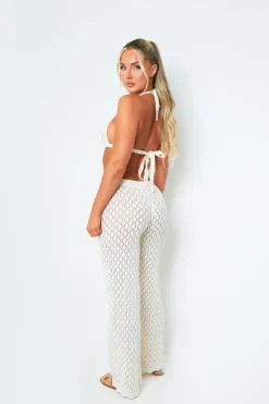 Trousers|Knitwear*Missy Empire Emma White Crochet Wide Leg Trousers