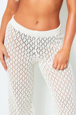 Trousers|Knitwear*Missy Empire Emma White Crochet Wide Leg Trousers