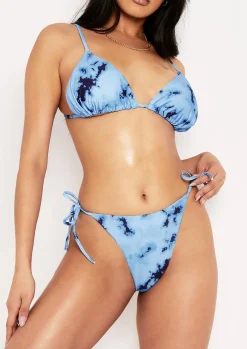 Swimwear|Beachwear*Missy Empire Emmy Blue Printed Triangle Bikini Set