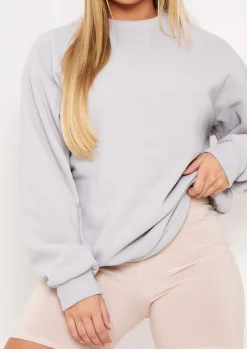 Airport Vibin'|Loungewear*Missy Empire Erin Grey Fleece Oversized Sweatshirt