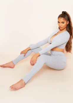 Tops*Missy Empire Esme Plunge Knot Crop Top Grey