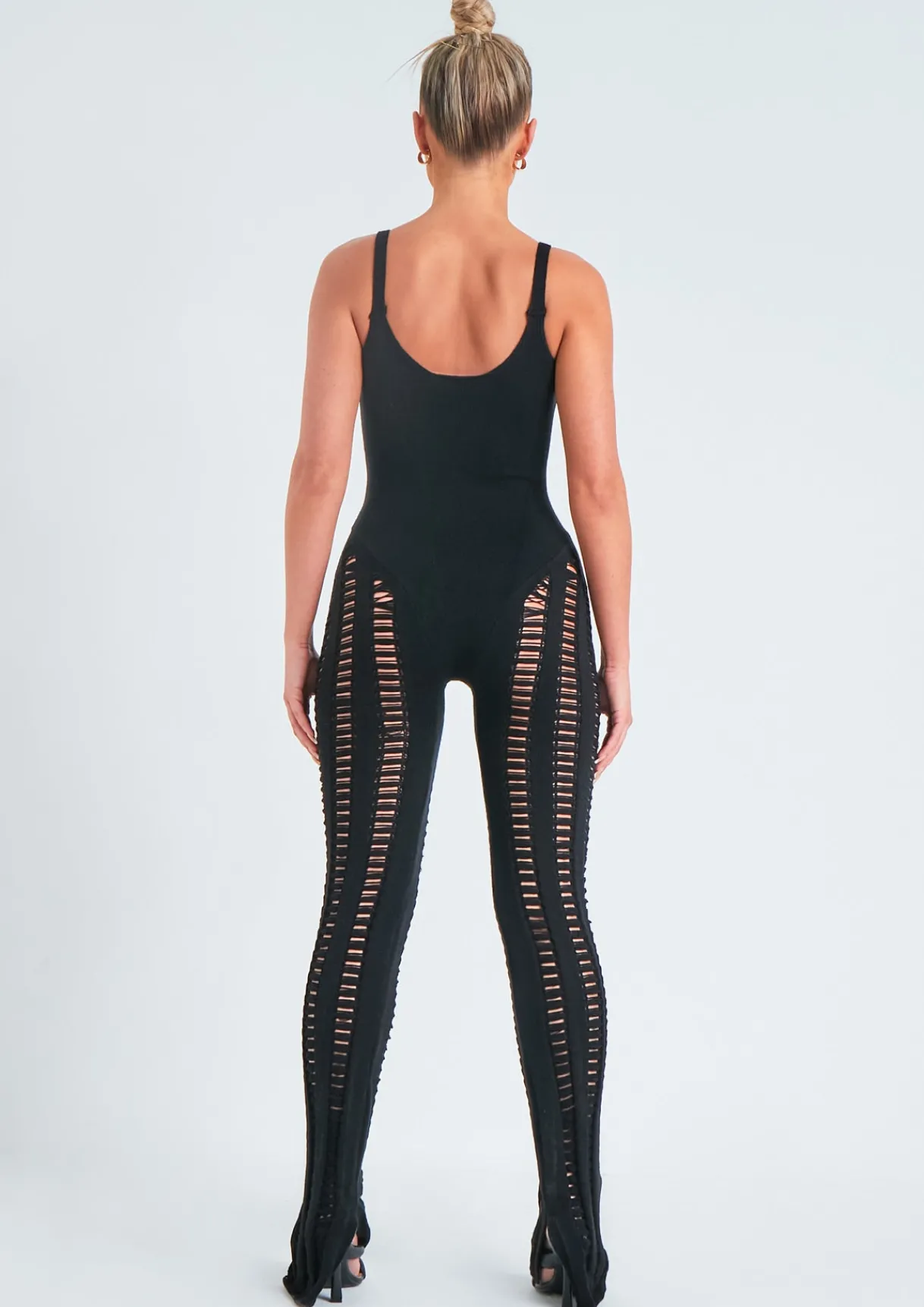 Knitwear|Jumpsuits & Playsuits*Missy Empire Eva Laddered Knitted Seam Jumpsuit Black