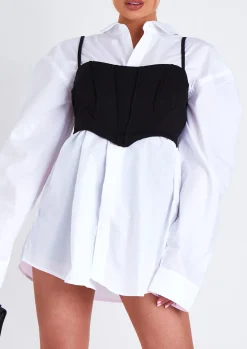 Tops*Missy Empire Eve Black Curved Hem Corset Crop Top