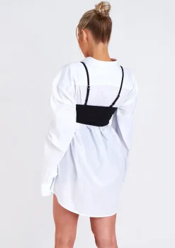 Tops*Missy Empire Eve Black Curved Hem Corset Crop Top