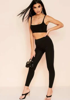 Tops|Basics*Missy Empire Evelyn Square Neck Extreme Crop Top Black