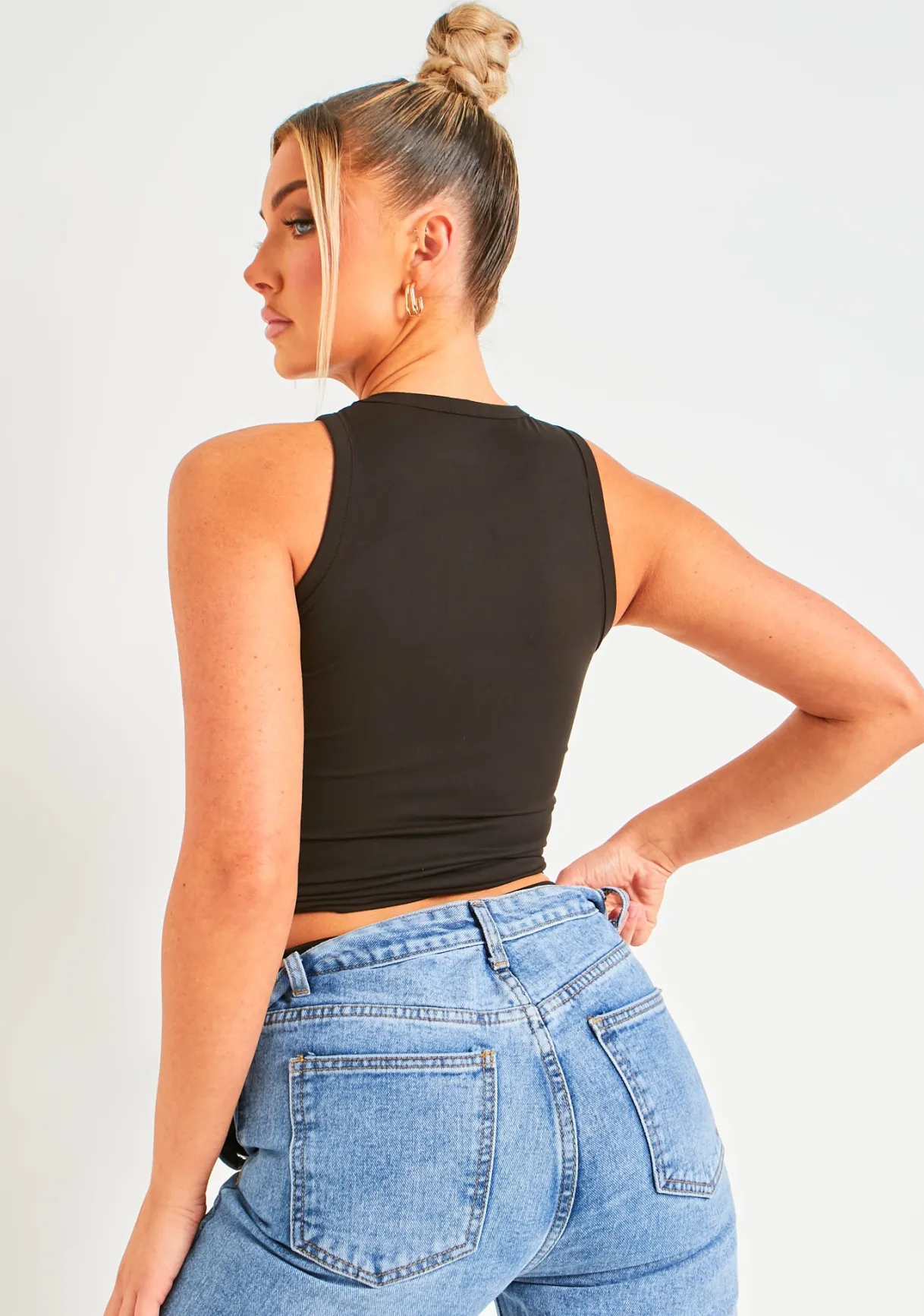 Airport Vibin'|Tops*Missy Empire Farrah Premium Sculpt Racer Top Black
