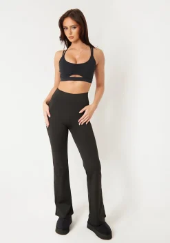 Trousers|Activewear*Missy Empire Felicity Black Flared Yoga Pants