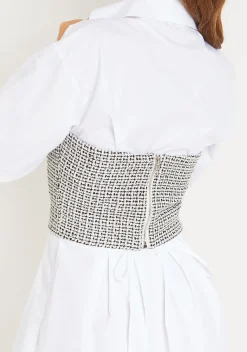 Tops*Missy Empire Felicity Black Tweed Tailored Bandeau Corset
